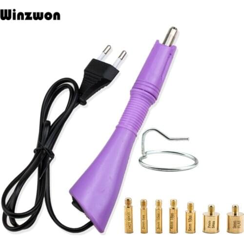 1Set DIY Hot Fix Rhinestones Hotfix Applicator With 7Tips Crystal Glass Rhinestones Iron-on Wand Strass For Clothing Purses Shoe