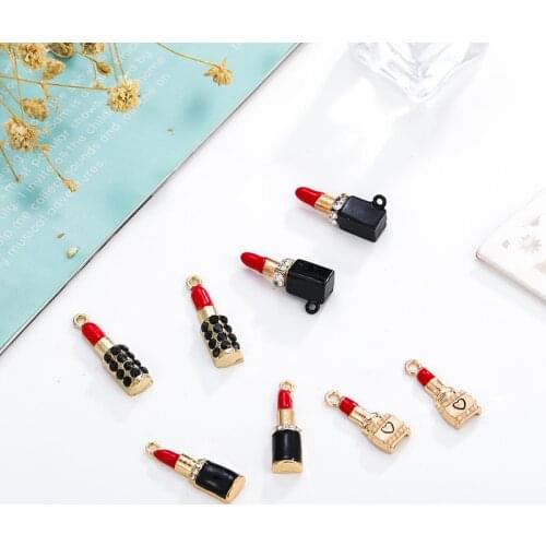 10pcs/lot Sexy Lipstick Enamel Charms Pendant fit Bracelet DIY Craft Jewelry Accessories