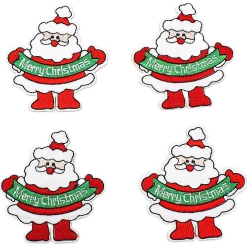 10pcs/lot Quality Cartoon Iron On Santa Claus Patches DIY Clothes Backpack Sewing Appliques Handmade Jeans Pants Motif Badge