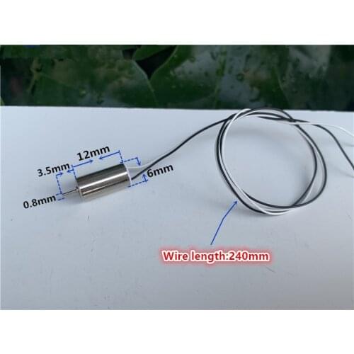 Brand new 6*12mm micro DC motor 3V 3.7V 50000RPM high speed airplane model motor shaft diameter 0.8mm 612 coreless motor