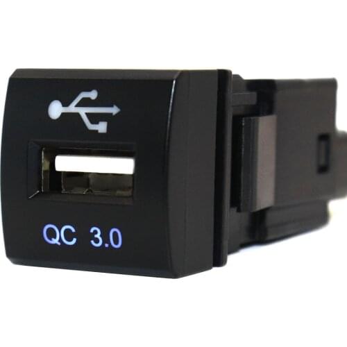 12V USB Quick Charger for mobile phone, Blue Light 22 x 22mm for Toyota Land Cruiser Prado 150 Series RAV4 Camry Hiace Corolla