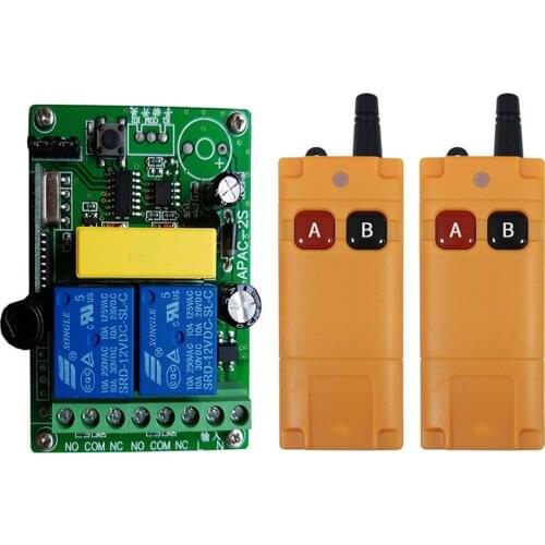 2000m AC 220V 2CH 2CH Wireless Remote Control LED Light Switch Relay Output Radio RF Transmitter And 433 MHz Receiver Garage