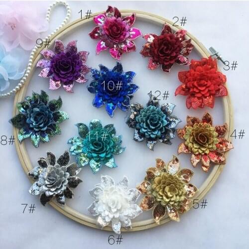 3pieces/lot New color 3D sequins lace flowers handmade diy wedding clothing decoration embroidery accessories materials