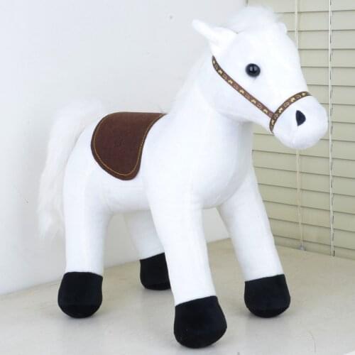 35cm Real Life Plush Animal Standing White Horse Stuffed Plush Toy Good Quality Present Gift Christmas Doll Pony Xmas Baby