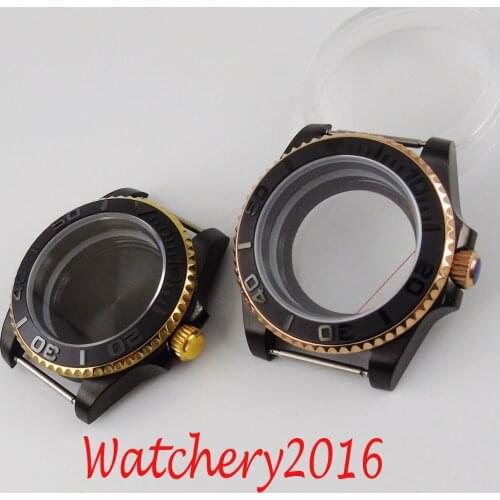 40MM Accessories Parts Sapphire Transparent Glass Brushed Ceramic Bezel Watch Case Fit NH35 NH36 Movement
