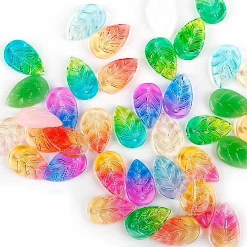 Handmade Glass Leave Beads Hole 1.5mm 5pcs/Lot Leave Glass Beads for Pendant Dangles Earrings Material Jewelry Making