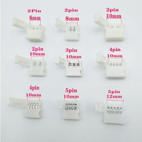 50pcs 2pin 3pin 4pin 5pin 6pin led connector Clip, for 5050 3528 3014 WS2812b LED single color/ RGB RGBW RGBWW Strip light