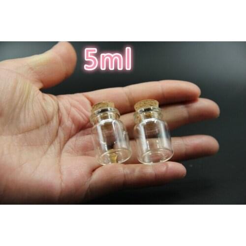 500PCS 22*30mm 5ml Glass Bottles With Cork Small Transparent Mini Empty Glass Vial Jars Container Clear Food Bottle Eco-Friendly