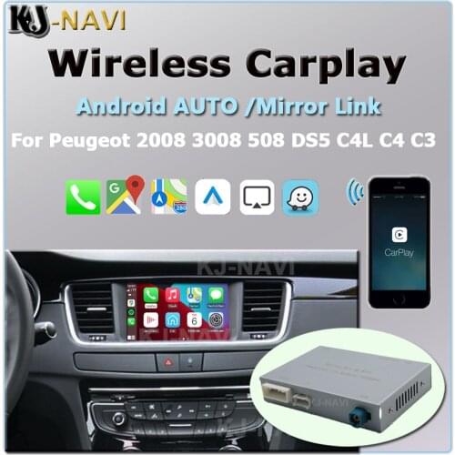 Wireless CarPlay With Android AUTO Mirror Link AirPlay Decoder Box Function Video Iphone For Peugeot 2008 3008 508 DS5 C4L C4 C3