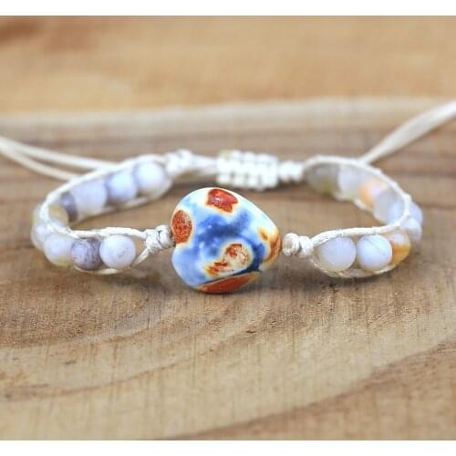 2021 heart shape Charm Bracelets Amazonite String Braided Macrame Bracelets Yoga Friendship Lover Bracelet gift jewelry