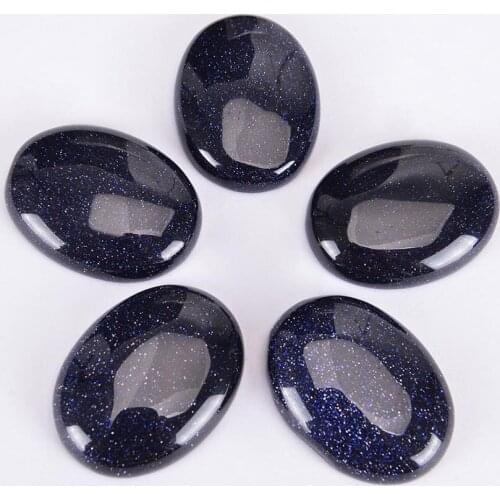 Blue Sand Stones Oval Cabochon CAB 30x40mm Charms Beads No Hole Fit DIY Rings for Women Men Handcrafts Fashion Jewelry J012