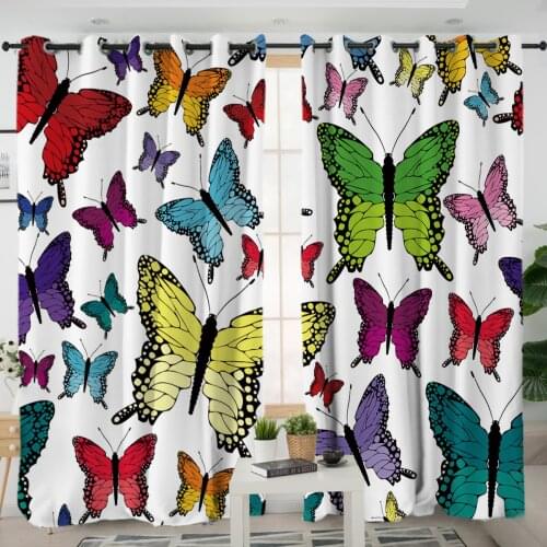 Colorful Butterfly 3D Window Curtains Cortinas De Dormitorio Print Room Home Decor Rideau De Fenetre Drapes Cotinas Rideau Salon