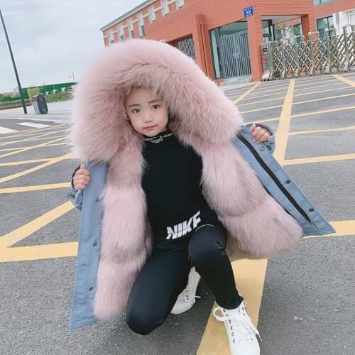 2021 Winter Coats Big Fur Collar Parka Children Warm Outerwear Baby Girl Winter Hooded Jackets Coat For Kids Clothes Girls 3-14