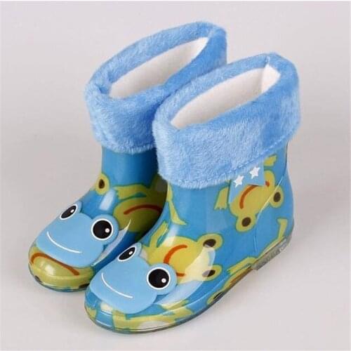 Childrens Rain Boots Cartoon Non-slip Four Seasons Baby Plus Velvet Warm Ankle Boot Wholesale Boys Girlsi