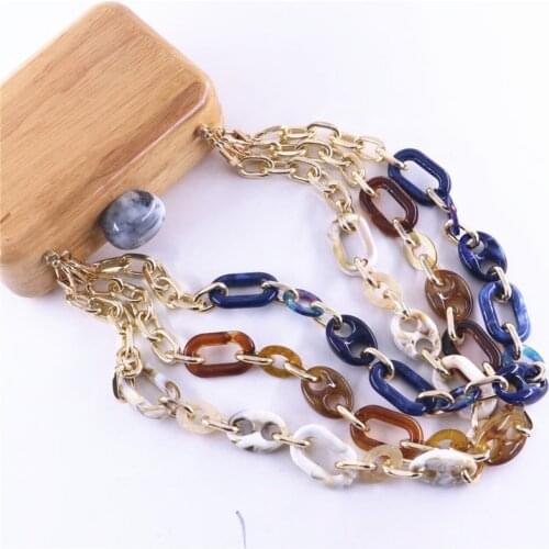 Design 60 cm luxury hand bag chain aluminum acrylic resin fashion key chain bag decoration chain