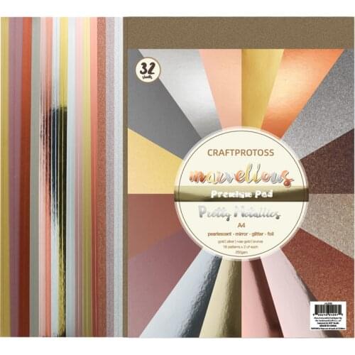 CRAFTPROTOSS Premium Cardstock, A4 32 Sheets, Multi finish mix, Great for cardmaking and scrapbooking