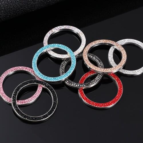Start Stop Ignition Push Button Switch Cover Cars One-Key Engine Rhinestone Diamond Crystal Ring DIY Car Decoration