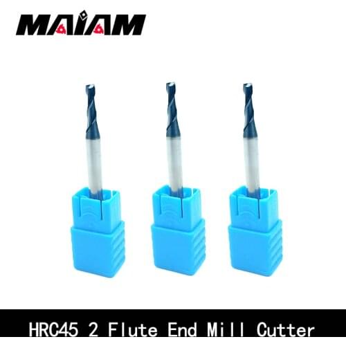 HRC45 end mill cutter 2 flute cnc milling cutter 1mm 2mm 4mm 6mm 8mm 10mm 20mm 50l 100l CNC carbide metal milling cutter