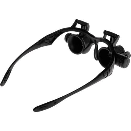 Headband Repair Magnifier With LED Light Dual Eye Jewelry Magnifying Glasses 10X 15X 20X 25X
