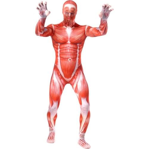 Attack On Titan 3 Men Cosplay Costumes Titans Muscle Suit Bodysuit Bertolt Lycra Zentai Halloween Purim Costume
