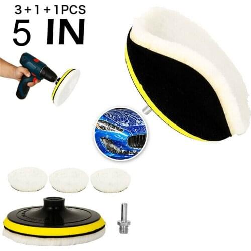 Soft Polishing Pads 5 Inch For Car Polisher Mop Kit W/ Sticky Disc&Rod With hooks & loops