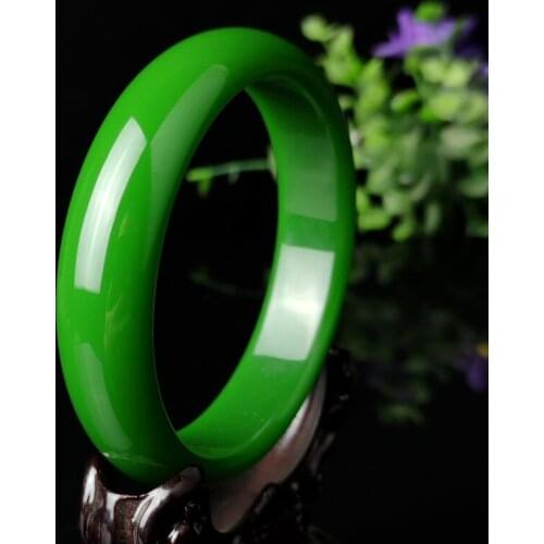 Natural Chinese Green Hand-carved Jade Bracelet Fashion Jewelry Exquisite Wide Jade Bracelet for Girls and Mom Gifts Accessories