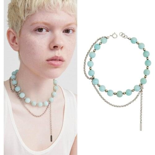 The new green exaggerated tassel short large necklace female choker collarbone chain