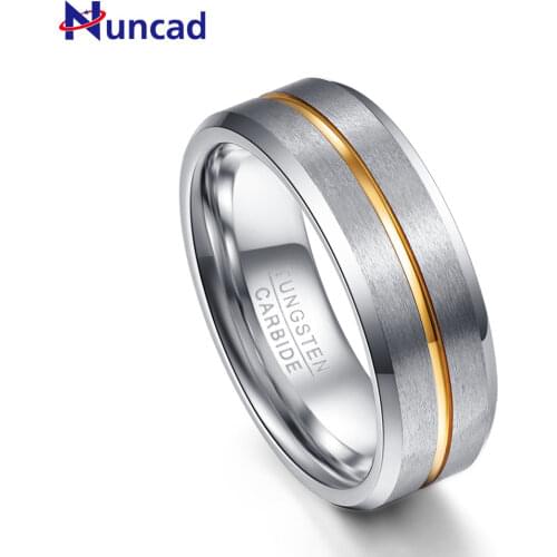 Nuncad T065R Polished Beveled tungsten ring free shipping 8MM For Men wedding Bands Aniversary engagement Women rings