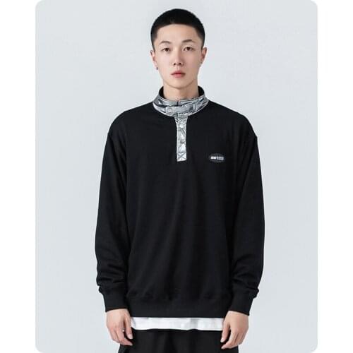 Autumn winter High collar hoodie loose comfortable Mens clothes Harajuku Hiphop streetwear oversize Sweatshirt design Splicing