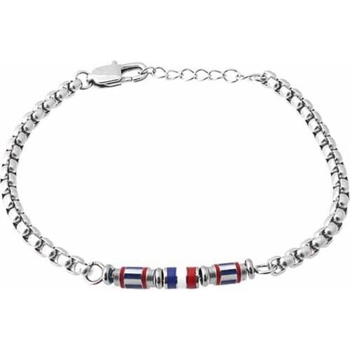 Runda Fashion Men And Women Stainless Steel Bracelet Jewelry Enamel Color Beads Three-Color Couple Holiday Gifts