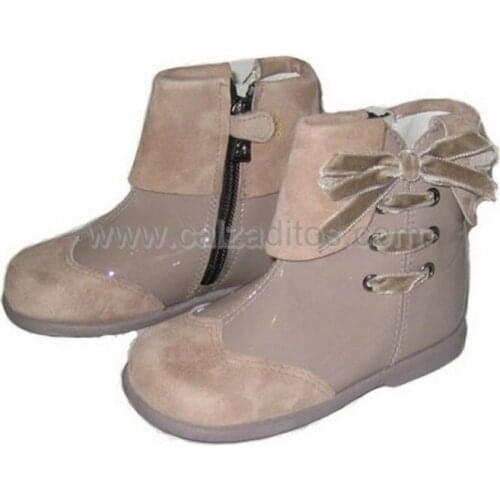 Eli patent leather boots (mole) and suede (taupé) for girl