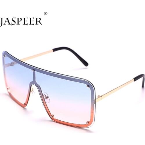 JASPEER Oversized Rimless Sunglasses Women Punk One Piece Sun Glasses Men UV400 Gradient Shades Brand Designer Goggles Eyewear