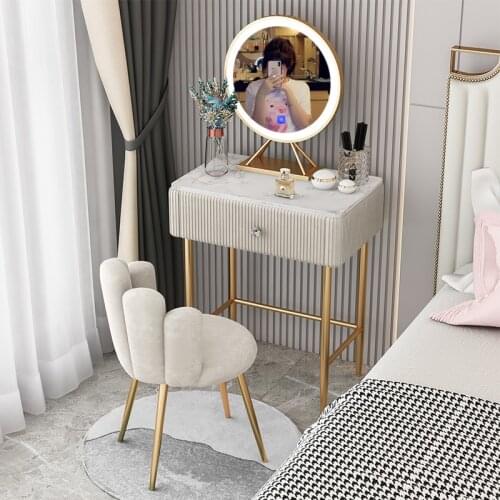 Modern 40/50cm Marble Dresser Luxury Nordic Minimalist Dressing Table for Bedroom Ins Style Dressing Table with Mirror and Chair