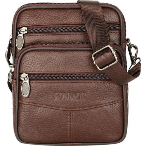 Fashion Mens Leather Small Messenger Bag Male Satchels Multifunctional Shoulder Bag Genuine Leather Crossbody Bags for Men