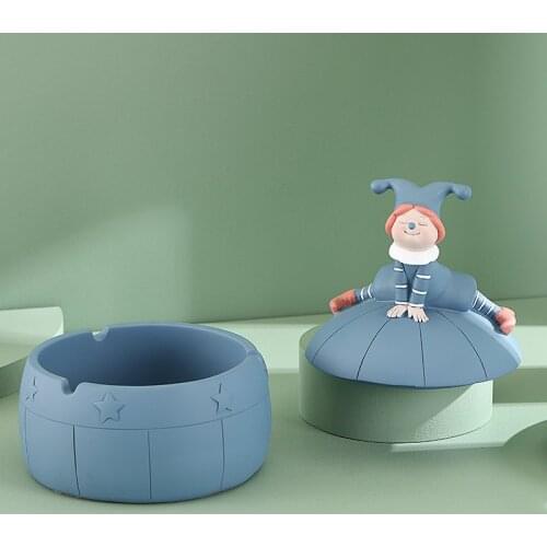 WEILEAD Resin Cute Clown Creative Ashtray Figurines For Interior Home Decoration Accessories Aesthetic Room Desktop Decor Gift