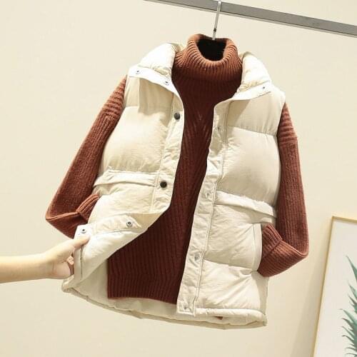 Cotton Down Vest Women 2021 Winter Loose Waistcoat Jacket Cotton Padded Jacket Sleeveless Female Winter Waistcoat