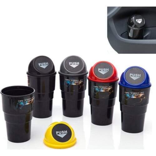 1pc Car Trash Garbage Can Auto Trash Dust Case Holder Bin Box Car-styling Yellow Red Blue Black Gray