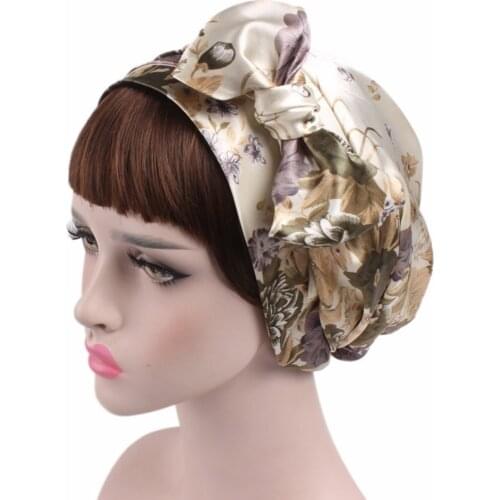 1pc Soft Silk Women Night Sleep Shower Cap Adjustable Ladies Long Hair Care Bonnet Headwrap Hat Soft Satin Hat Accessories