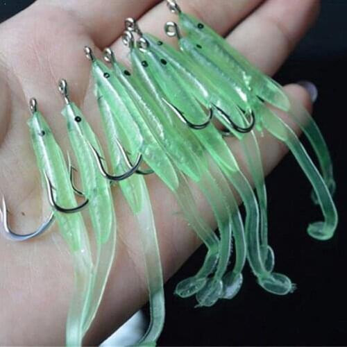 10Pcs Soft Luminous Eel Fishing Lures Rubber Worm Bass Long Crank Bait C6N9