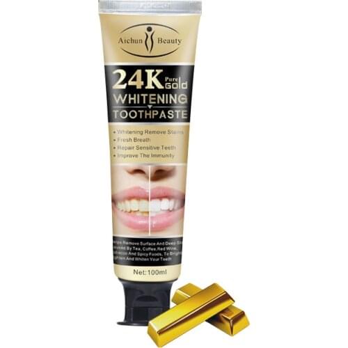 100ml 24k Gold Whitening Toothpaste Natural Deeply Whiten Brighten Teeth Remove Stains Strengthen Teeth Fresh Breath Teeth Care
