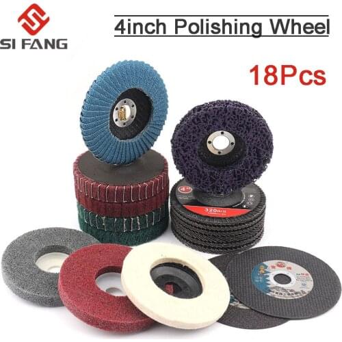 18Pcs 4inch Flap Discs Grinding Polishing Wheels Cut off Wheel Buffing Polishing Tools Set For Angle Grinder Dremel Accessories