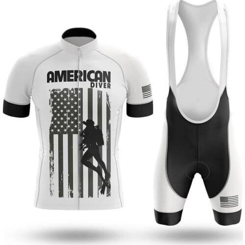 2021 American Diver Mens Cycling Jersey Set Summer Clothing Road Bike Shirts Suit Bicycle Bib Shorts MTB Wear Maillot Ropa