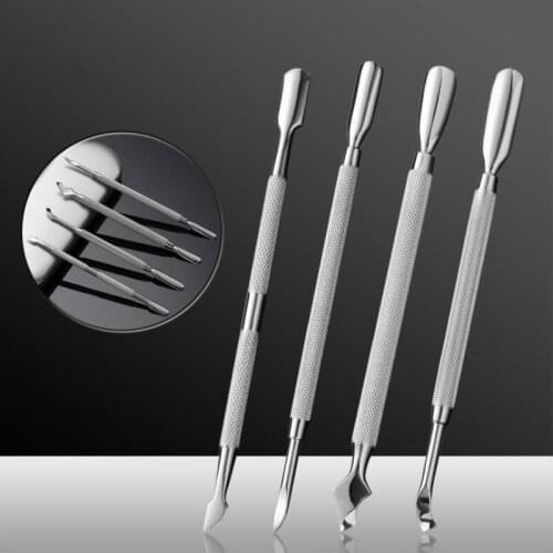 4pcs/Set Stainless Steel Cuticle Remover Double Sided Finger Dead Skin Push Nail Cuticle Pusher Manicure Nail Care Tool