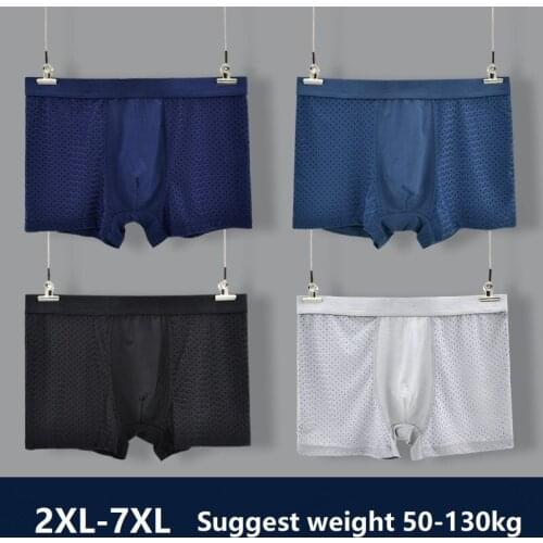 4PCS/lot Top Quality Boxers Ice Silk Underwear Male Underwear Box Plus Big Size XXL-- 7XL Free Shipping