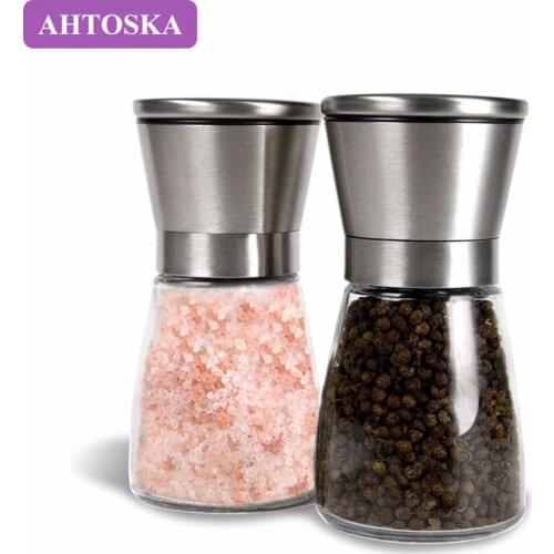 AHTOSKA Pepper Mill Spice Grinder 304 Stainless Steel Manual Black Pepper Grinder Flour Mill