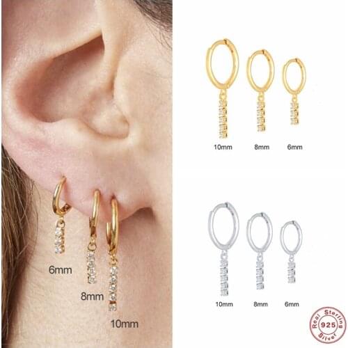 Aide 925 Sterling Silver Clear Zircon Long Line Drop Earring Women Fashion Crystal Tassel Dangle Piercing Pendiente Jewelry 3PCs