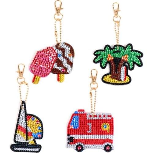 5D Diamond Painting Keychain Rhinestone Embroidery Pendant DIY Craft Kits Diamond Painting Cross Stitch Key Chain Accessories