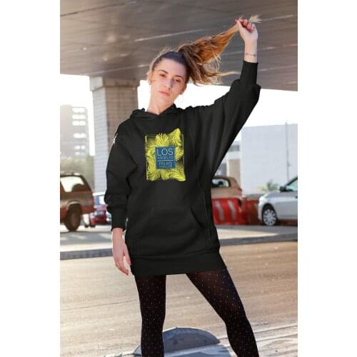 Angemiel Wear Los Angeles Palm Paradise Black Dress Sweatshirt Tunik