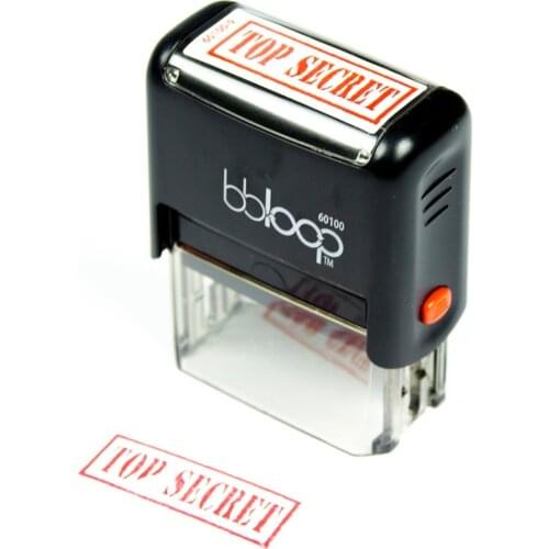 BBloop Stamp "TOP SECRET" Self-Inking, Rectangular. Laser Engraved. RED