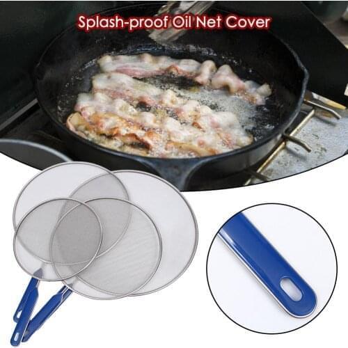Stainless Steel Splash Screen With ABS Handle Anti-splatter Grease-proof Skillet Pan Saucepan Cover Kitchen Cooking Tools